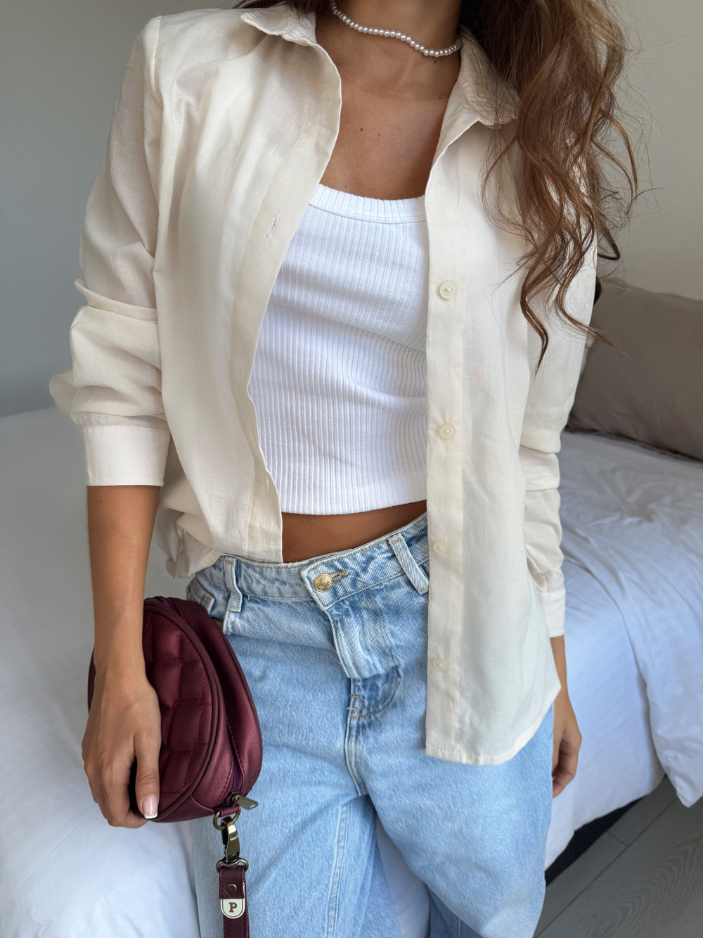 CAMISA CLÁSICA ANESSA - BEIGE CLARO