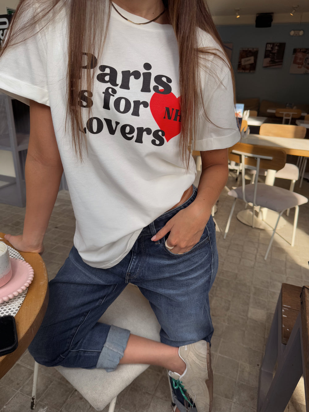 T-SHIRT GRÁFICA PARIS IS FOR LOVERS - MARFIL