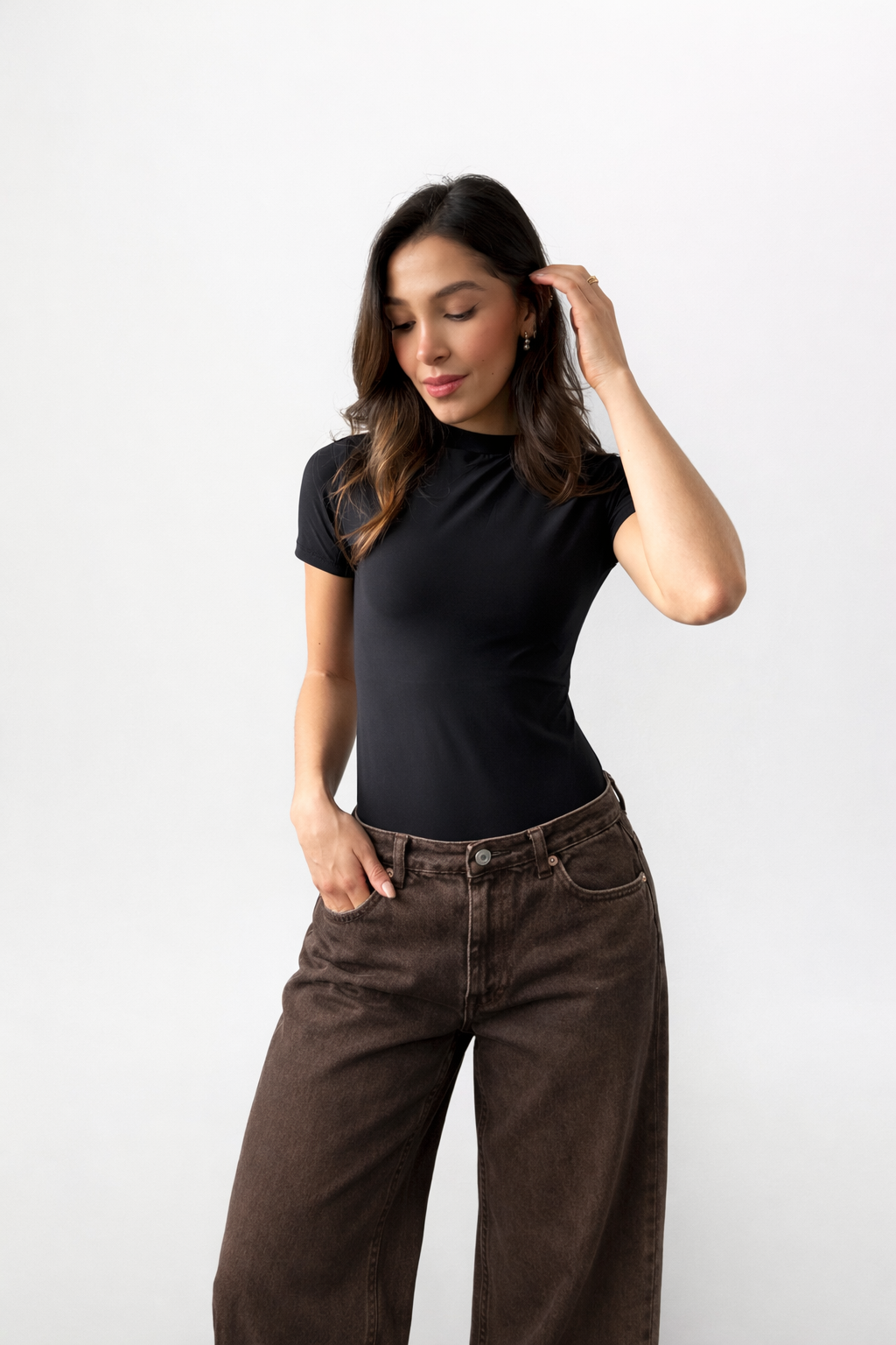 BODY BÁSICO MANGA CORTA - NEGRO