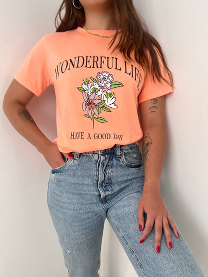 T-Shirt Gráfica Flores Mandarina