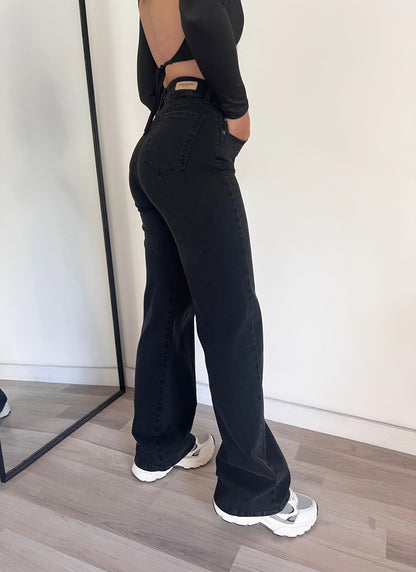 Jean Wide Leg Cargo Negro