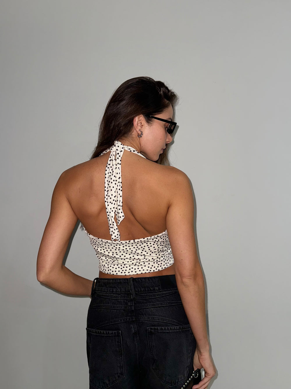 BLUSA HALTER DRAPEADO - MARFIL