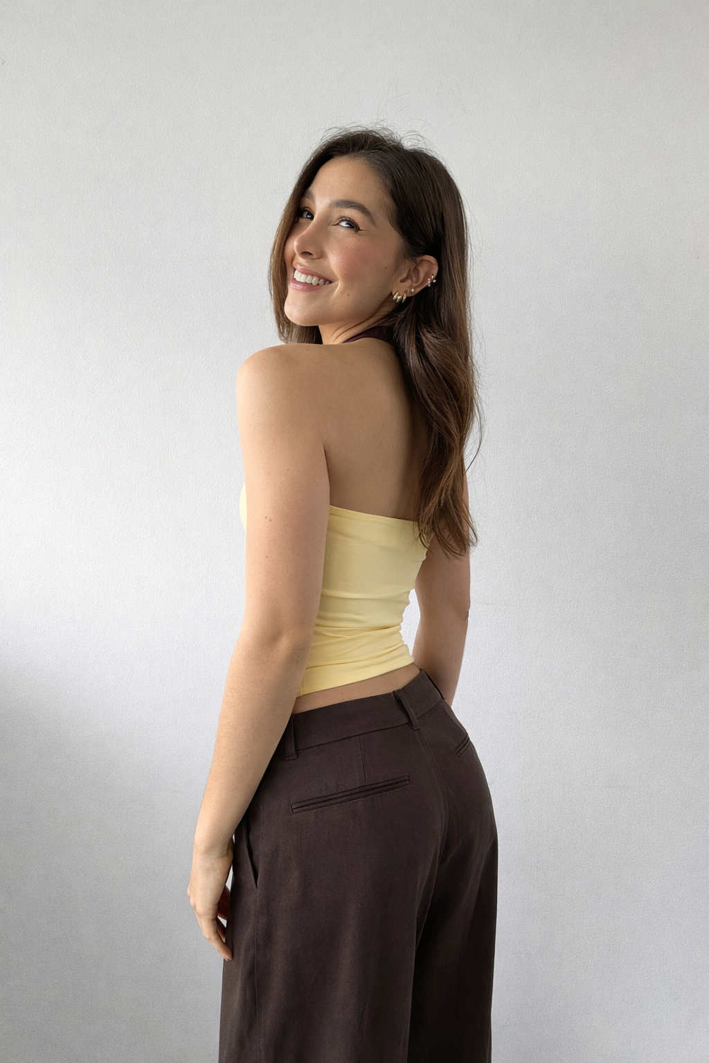 BLUSA NYLON HALTER - AMARILLO