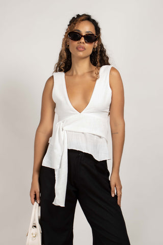 BLUSA ASIMÉTRICA CRETA - MARFIL