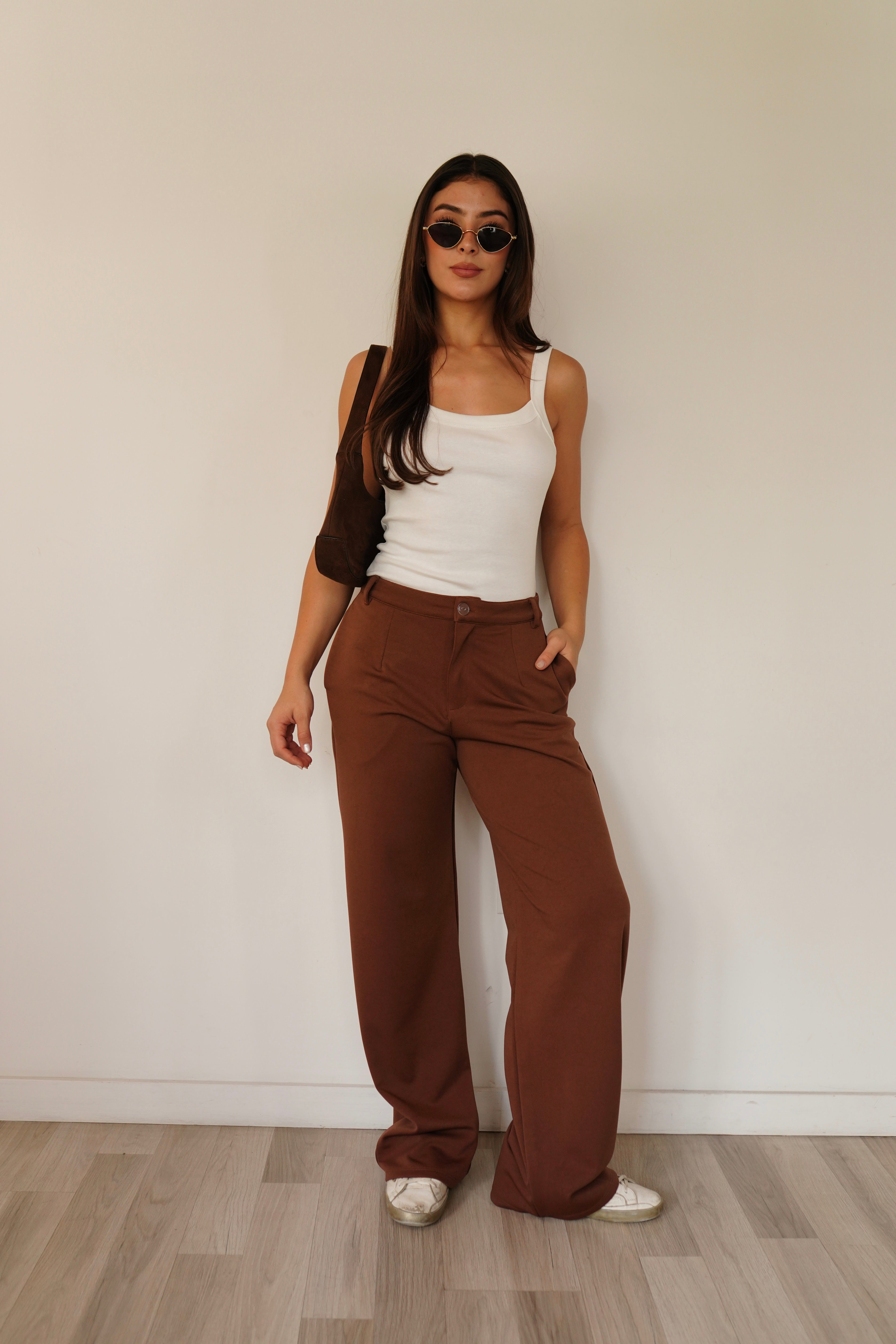 PANTALÓN CLÁSICO RECTO - CAFÉ