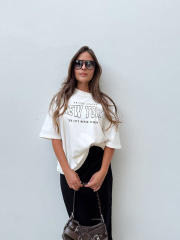 T-SHIRT OVERSIZED LMTR NEW YORK - MARFIL