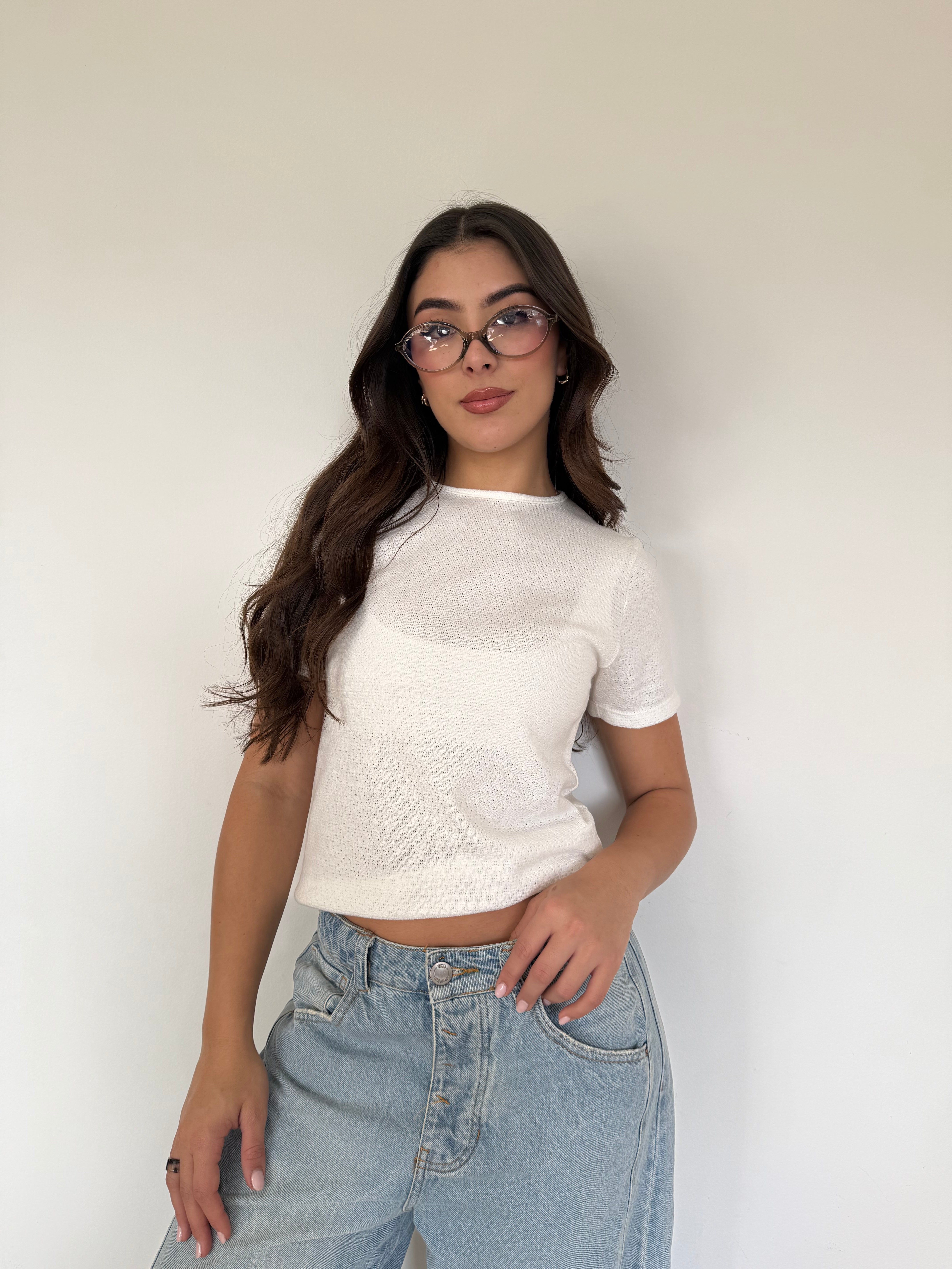 BLUSA BÁSICA TEXTURA -         MARFIL