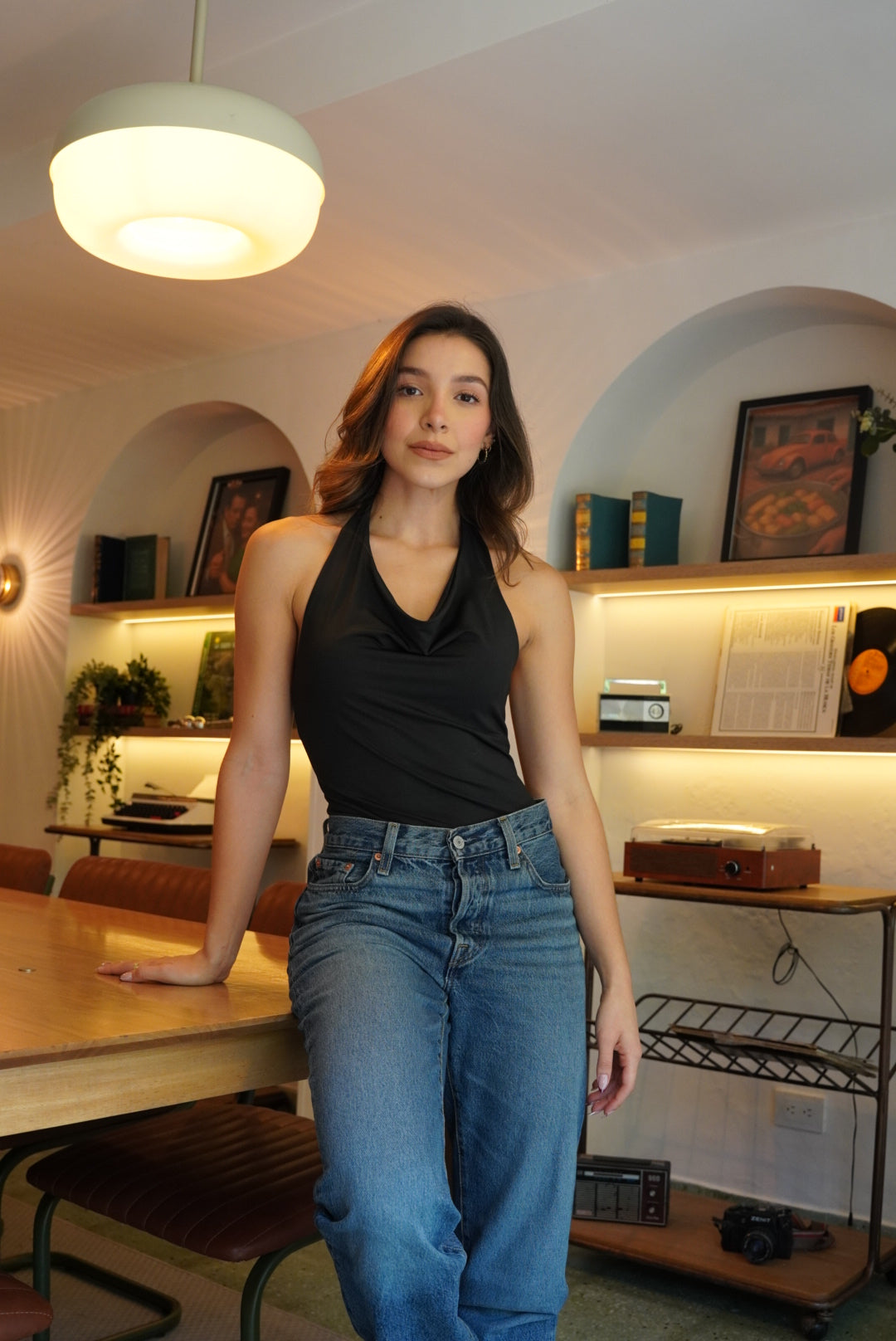 BODY HALTER DRAPEADO - NEGRO