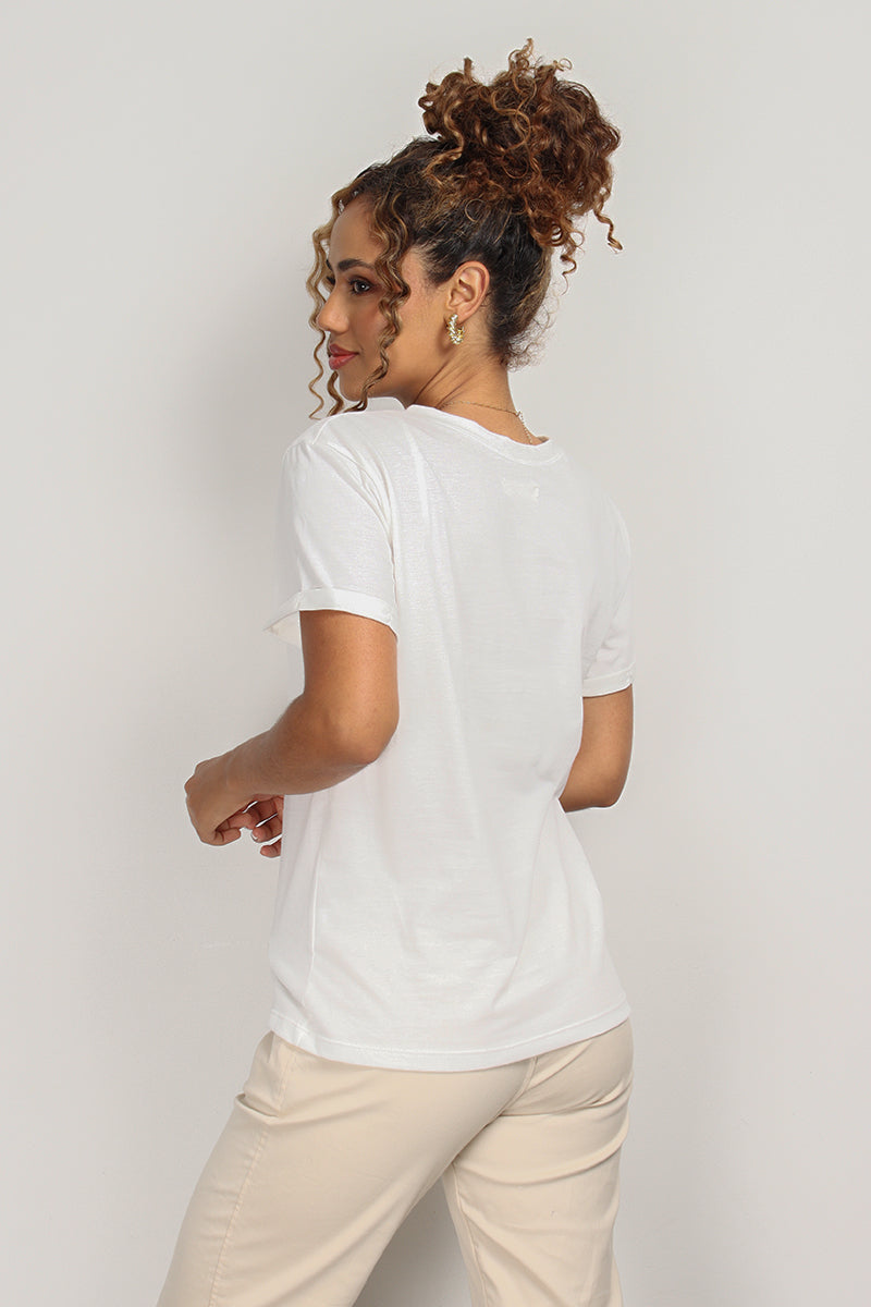 T-SHIRT BÁSICA ALGODÓN - MARFIL