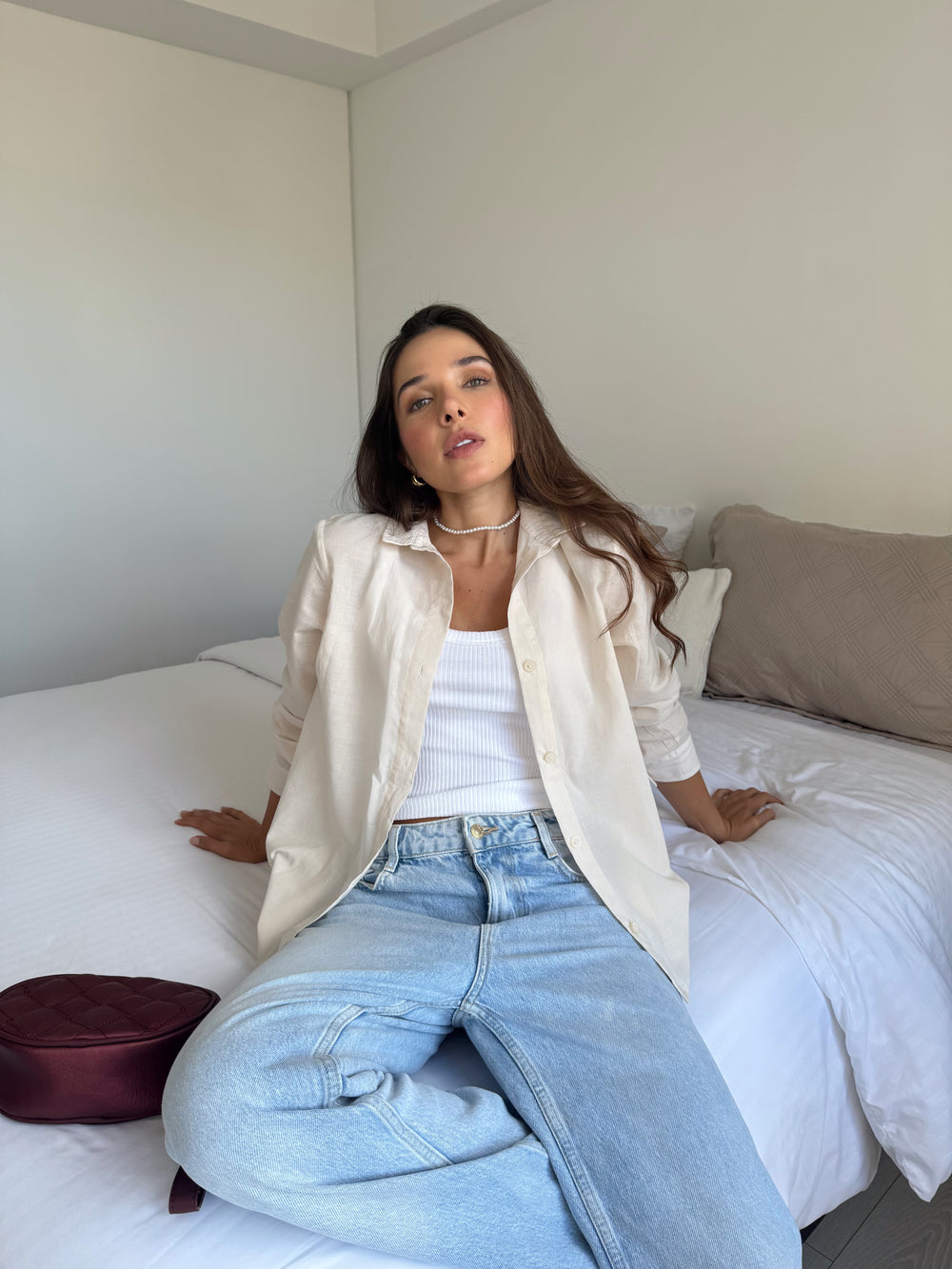 CAMISA CLÁSICA ANESSA - BEIGE CLARO
