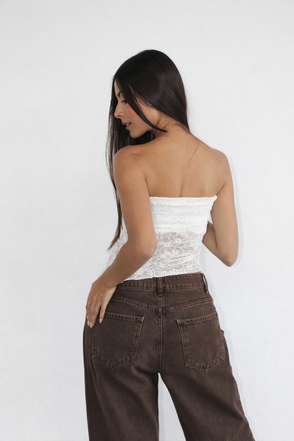 TOP BANDEAU ENCAJE - IVORY