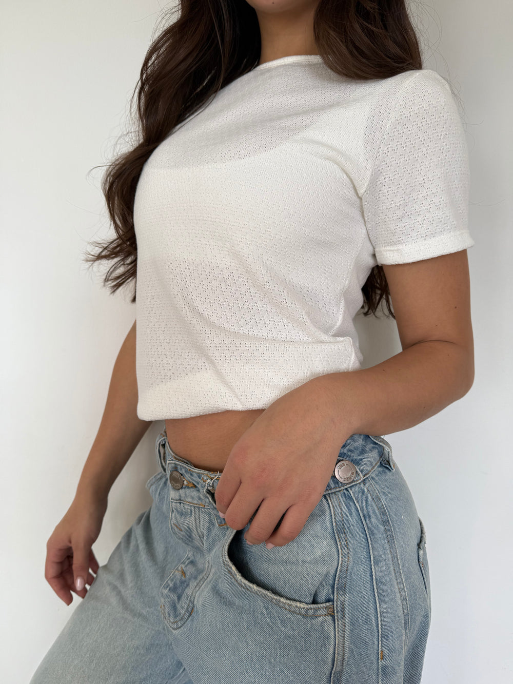 BLUSA BÁSICA TEXTURA -         MARFIL