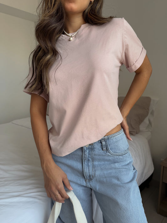 T-SHIRT BÁSICA ALGODÓN -             PALO DE ROSA