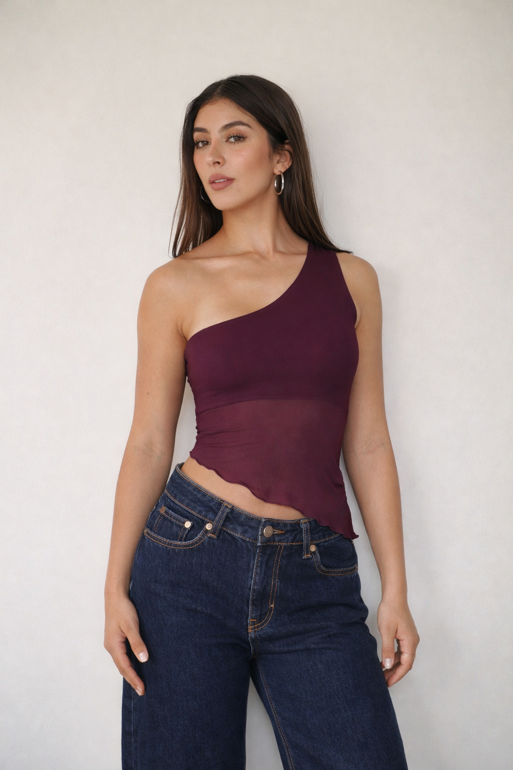 BLUSA MALLATEX ASIMÉTRICA - VINOTINTO