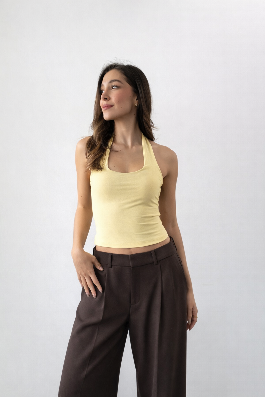 BLUSA NYLON HALTER - AMARILLO