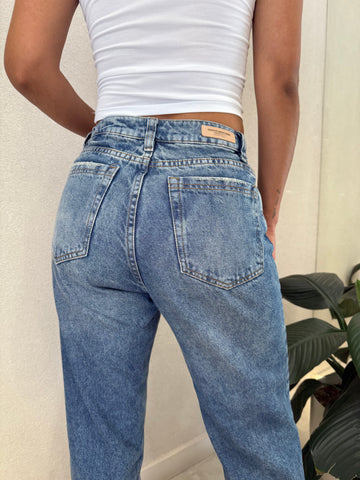 JEAN WIDE TIRO ALTO - AZUL