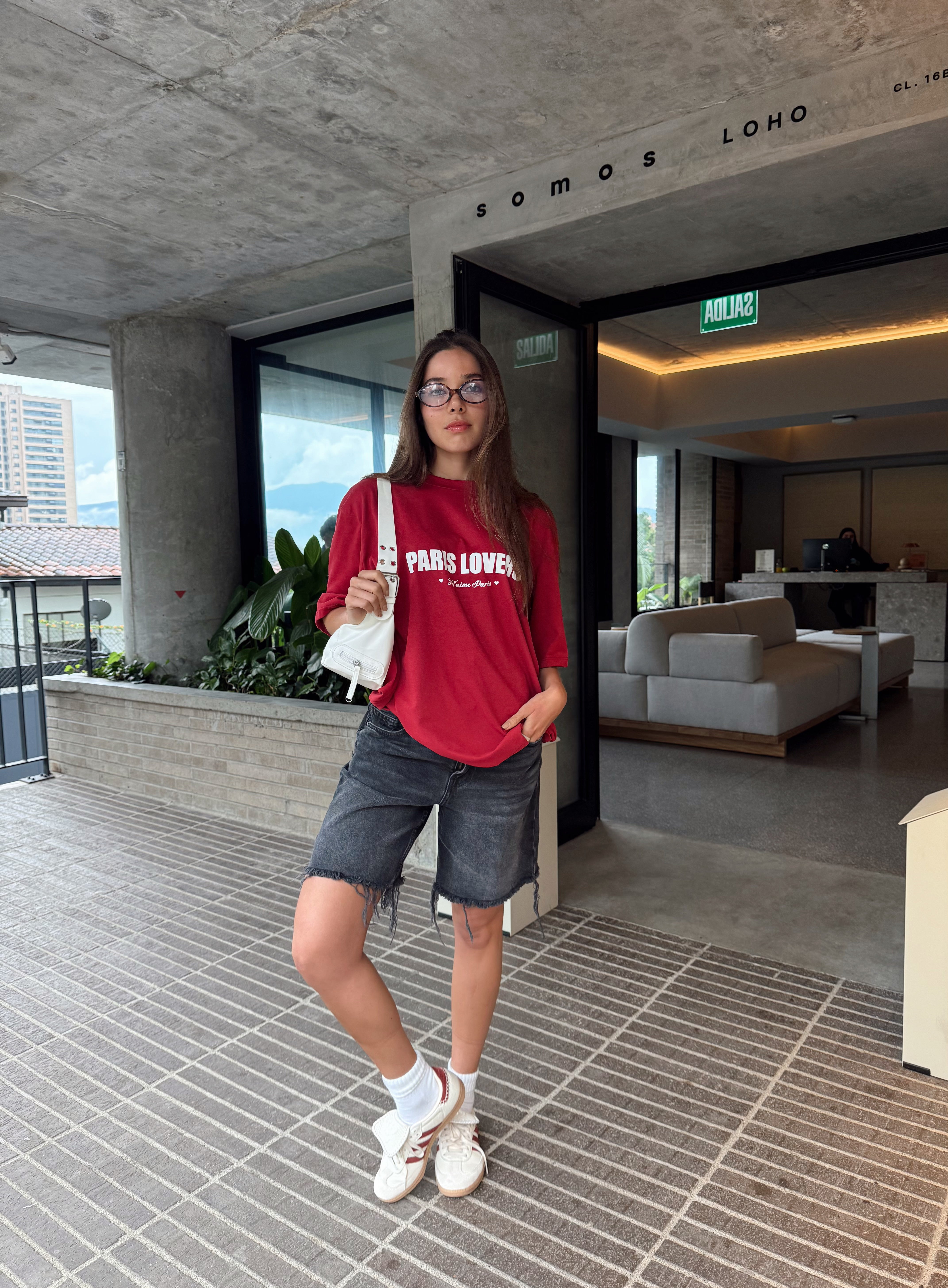 T-SHIRT OVERSIZE PARIS LOVERS - ROJO