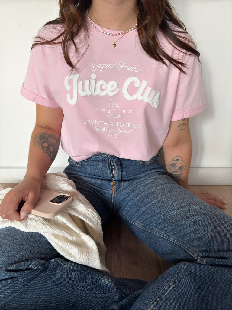 T-SHIRT GRÁFICA JUICE CLUB - ROSADO