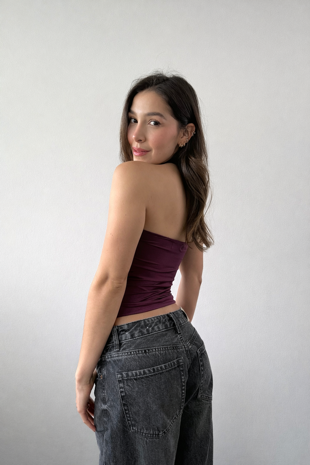 BLUSA NYLON HALTER - VINOTINTO