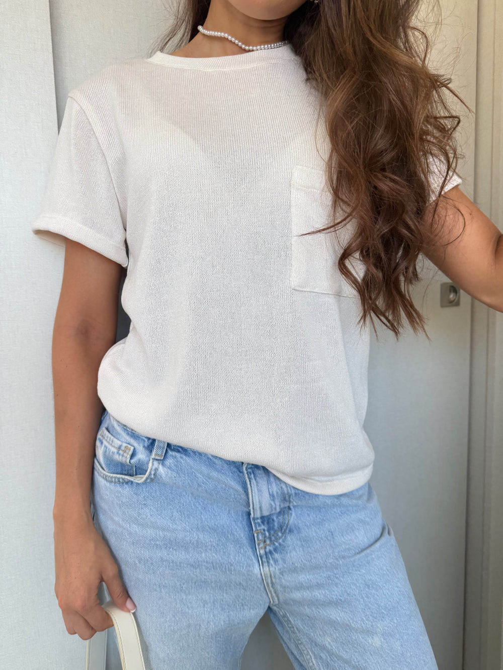 T-SHIRT BÁSICA PANACOTTA - Marfil