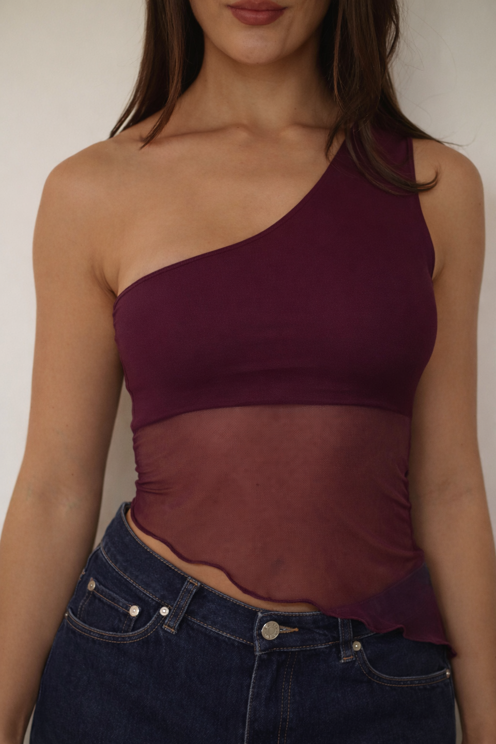 BLUSA MALLATEX ASIMÉTRICA - VINOTINTO