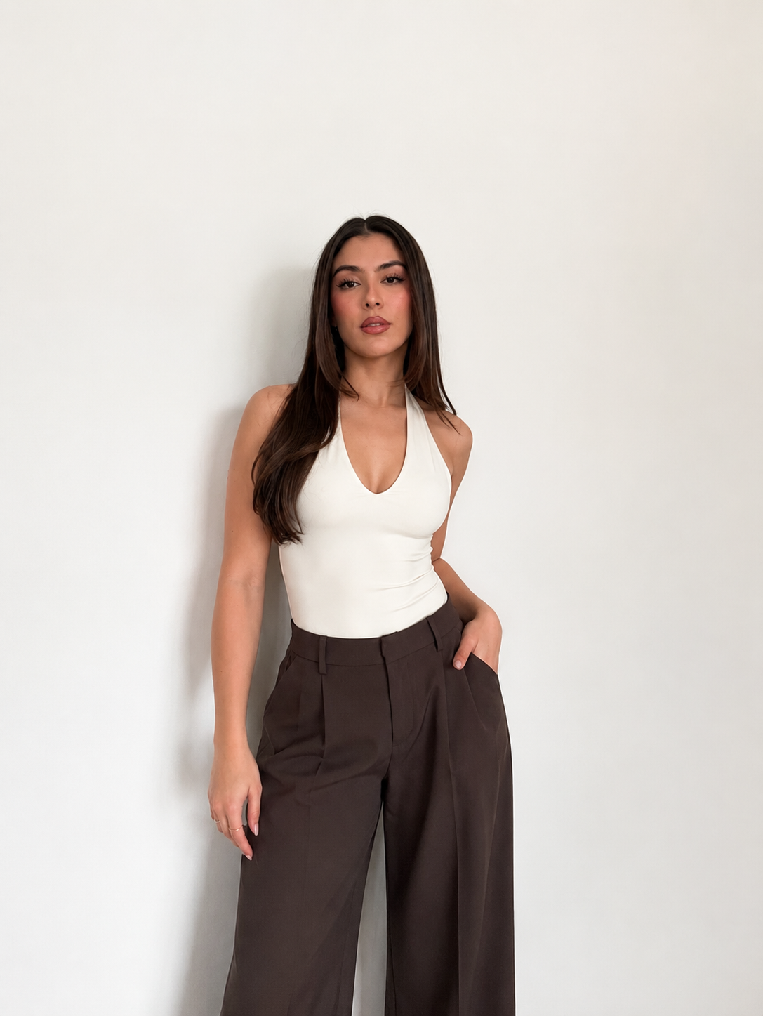 BODY ESCOTE HALTER - MARFIL