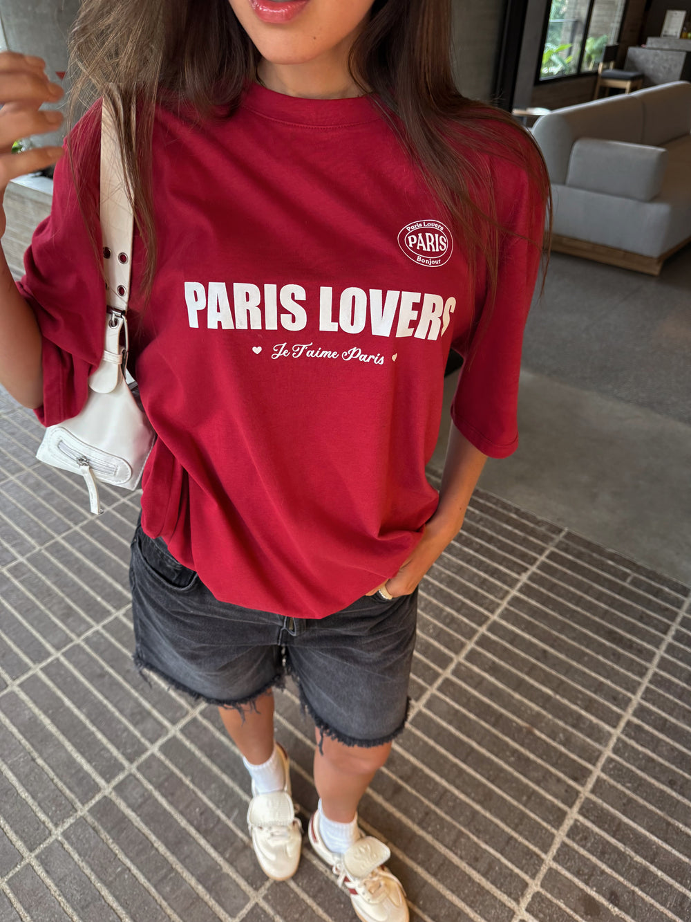 T-SHIRT OVERSIZE PARIS LOVERS - ROJO