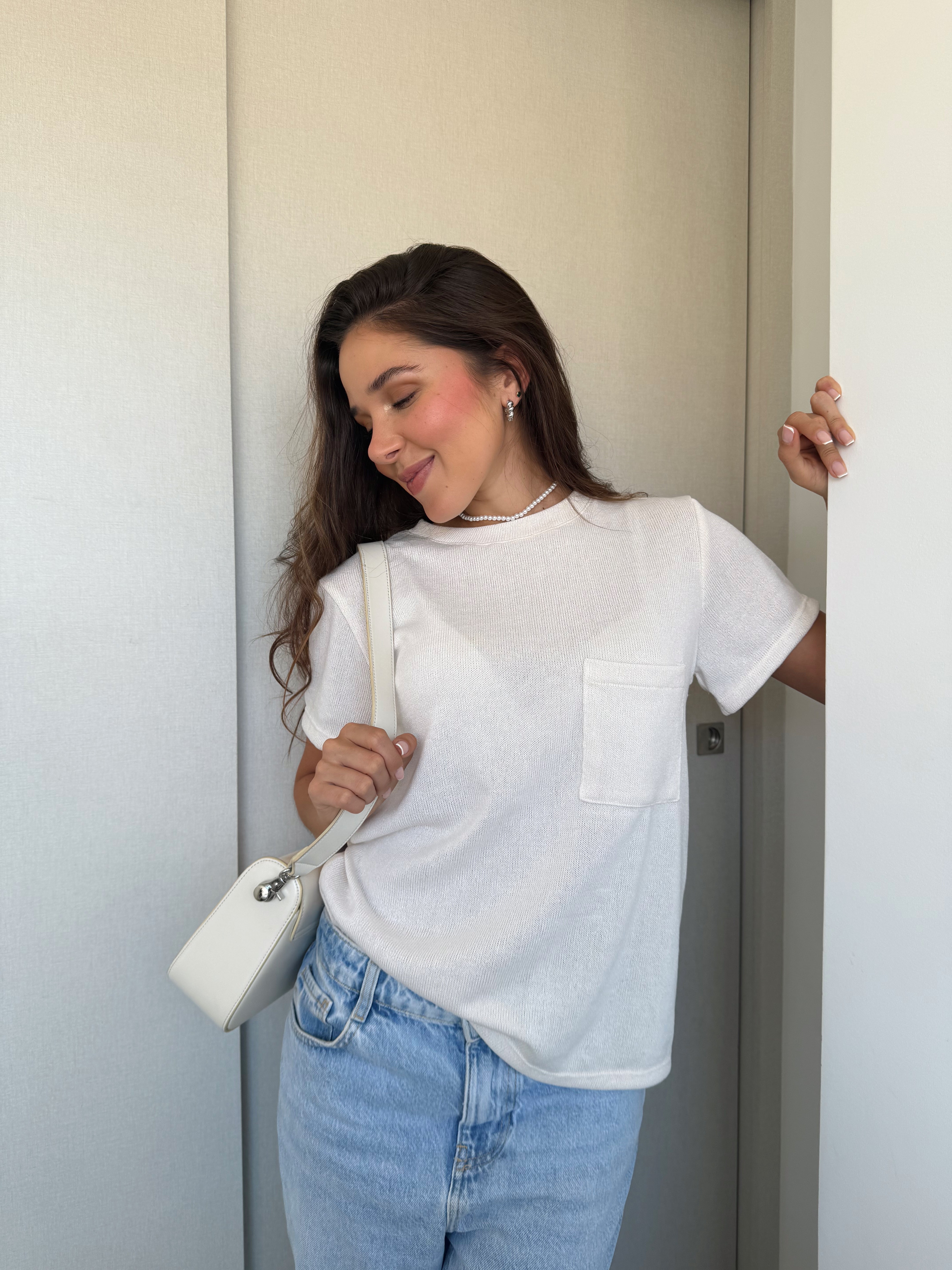 T-SHIRT BÁSICA PANACOTTA - Marfil