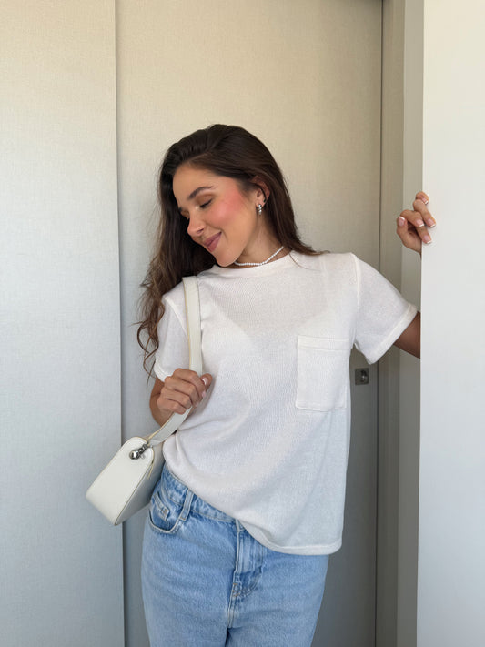 T-SHIRT BÁSICA PANACOTTA - MARFIL