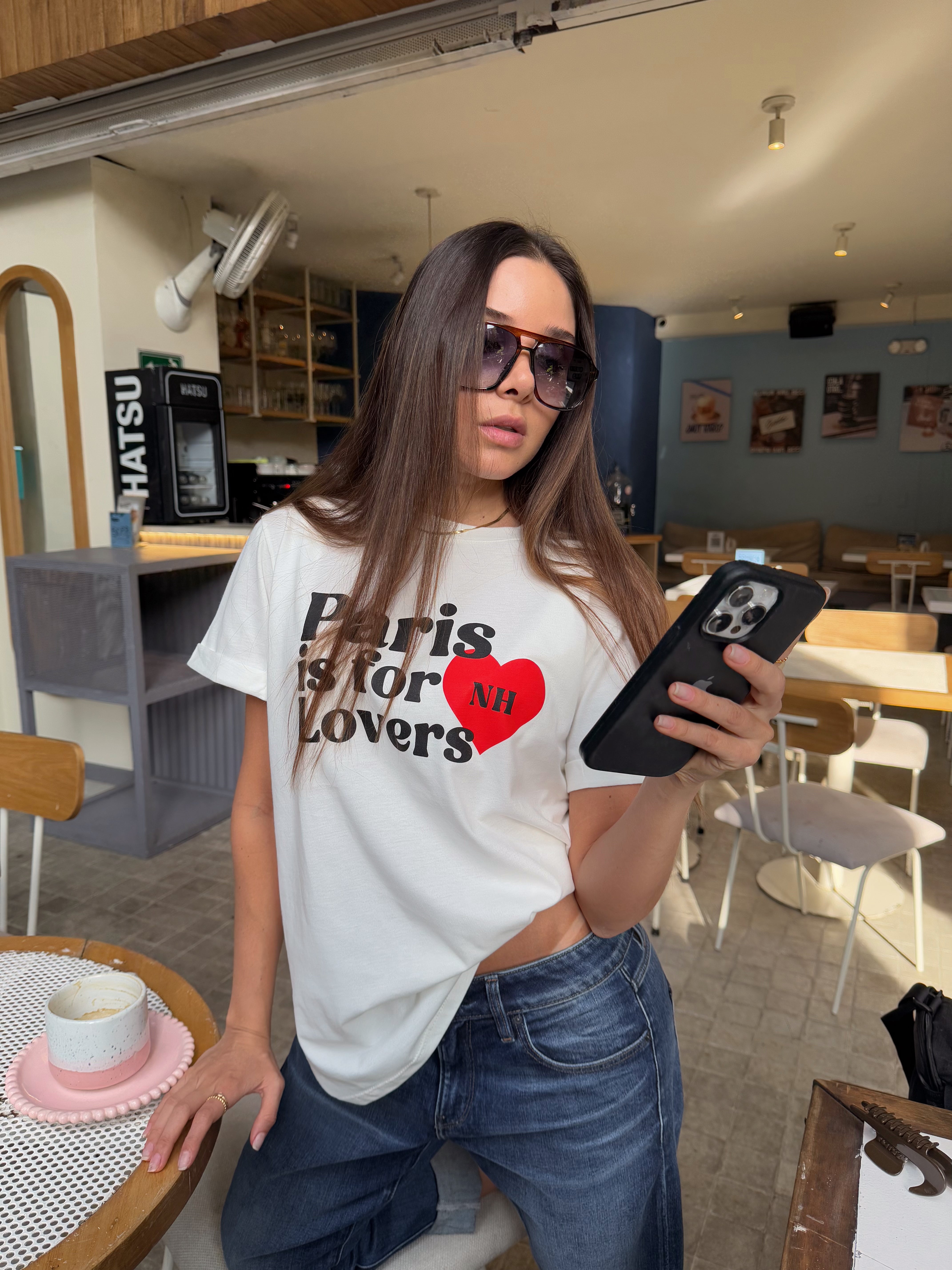 T-SHIRT GRÁFICA PARIS IS FOR LOVERS - MARFIL