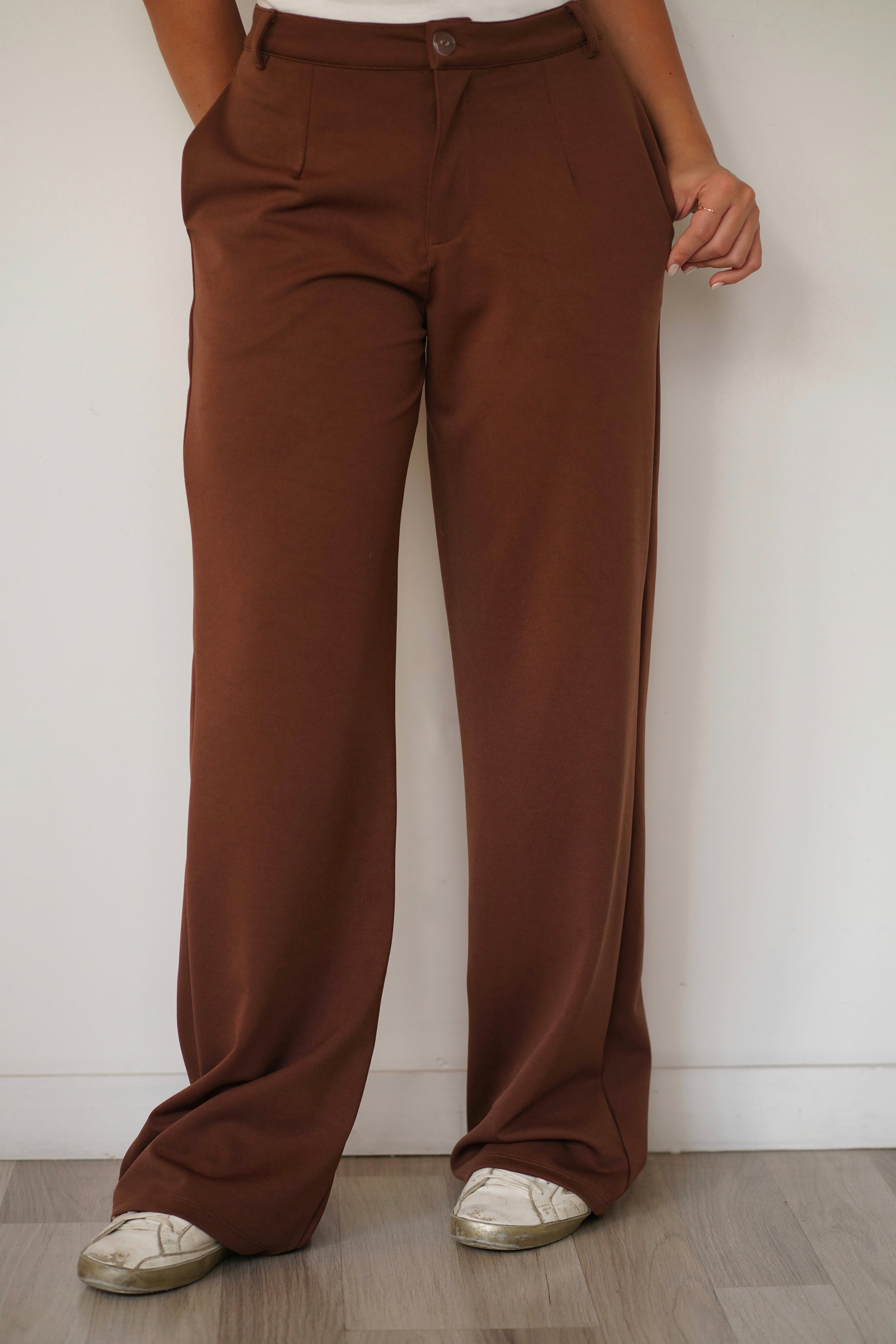 PANTALÓN CLÁSICO RECTO - CAFÉ