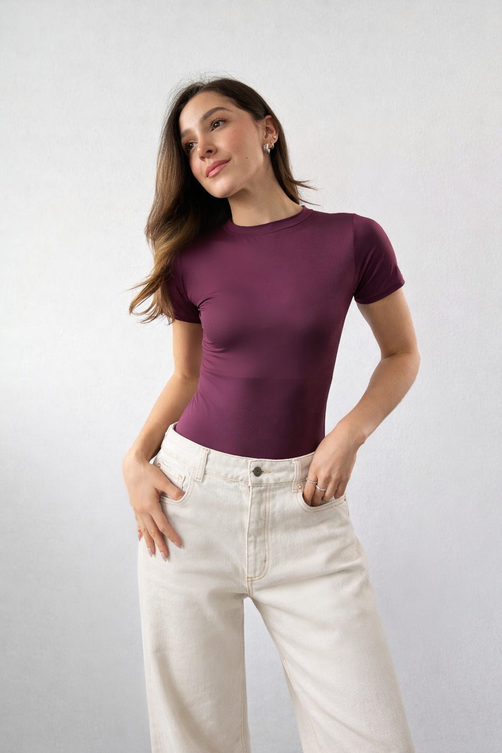 BODY BÁSICO MANGA CORTA - VINOTINTO