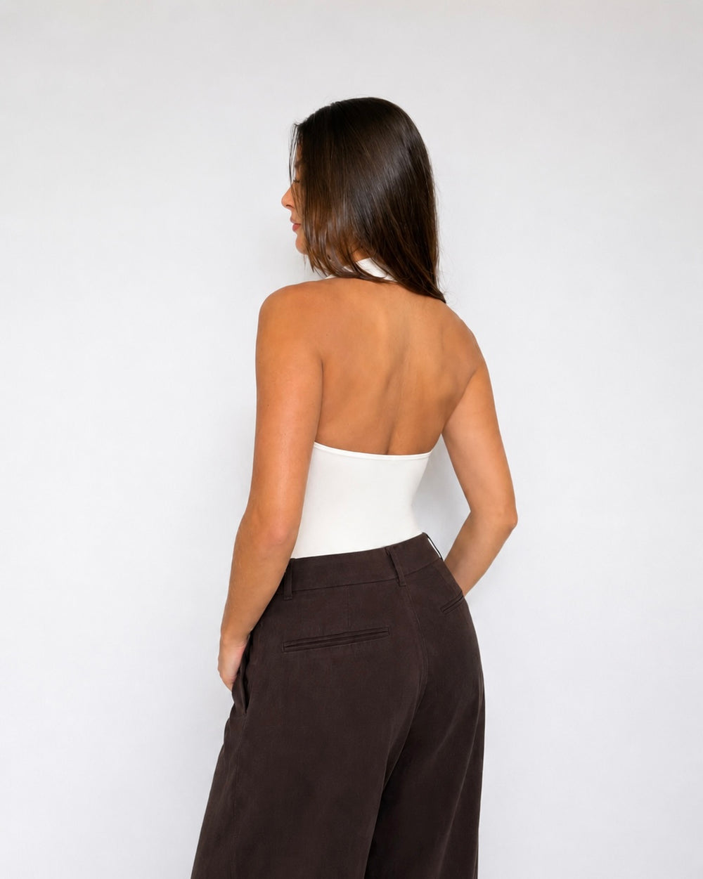 BODY ESCOTE HALTER - MARFIL