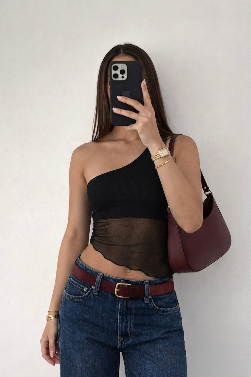 BLUSA MALLATEX ASIMÉTRICA - NEGRO