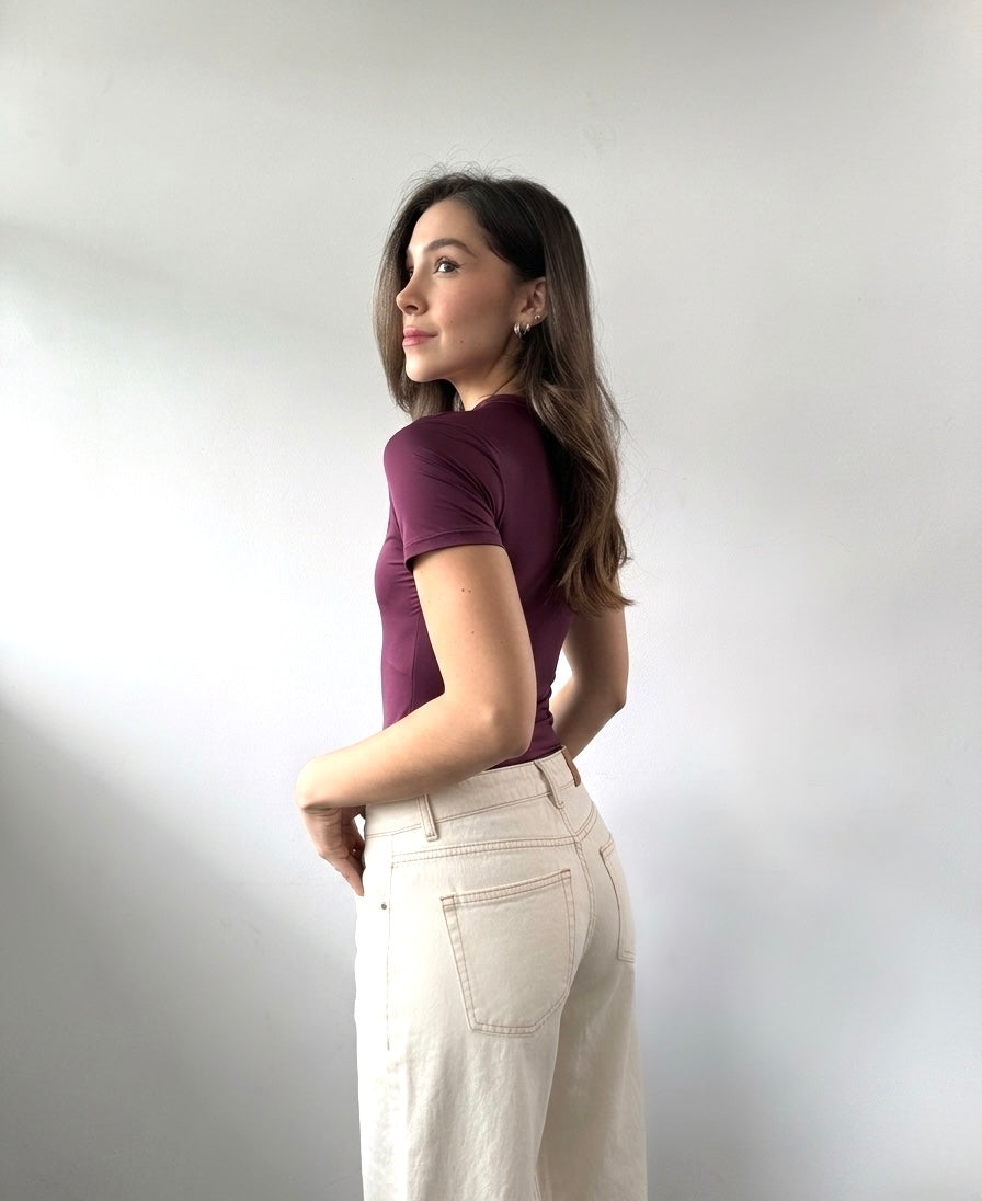 BODY BÁSICO MANGA CORTA - VINOTINTO