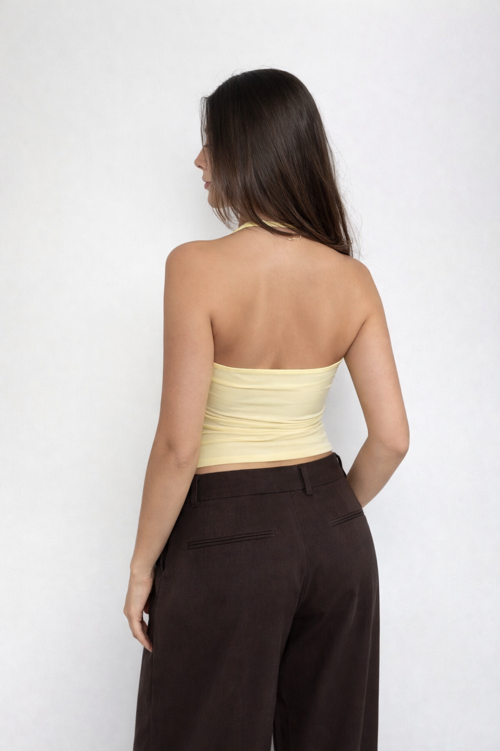 BLUSA NYLON HALTER - AMARILLO