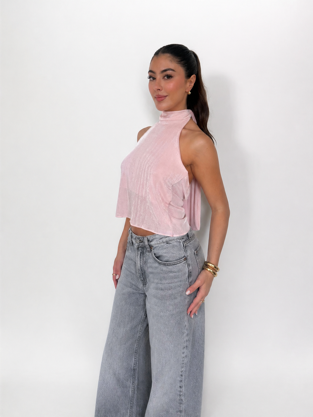 BLUSA HALTER SELENA -         ROSADO