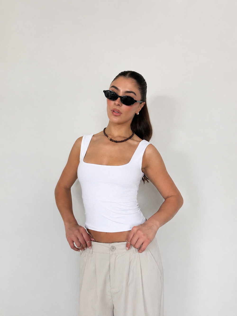TOP EGIPCIO ESCOTE CUADRADO - BLANCO