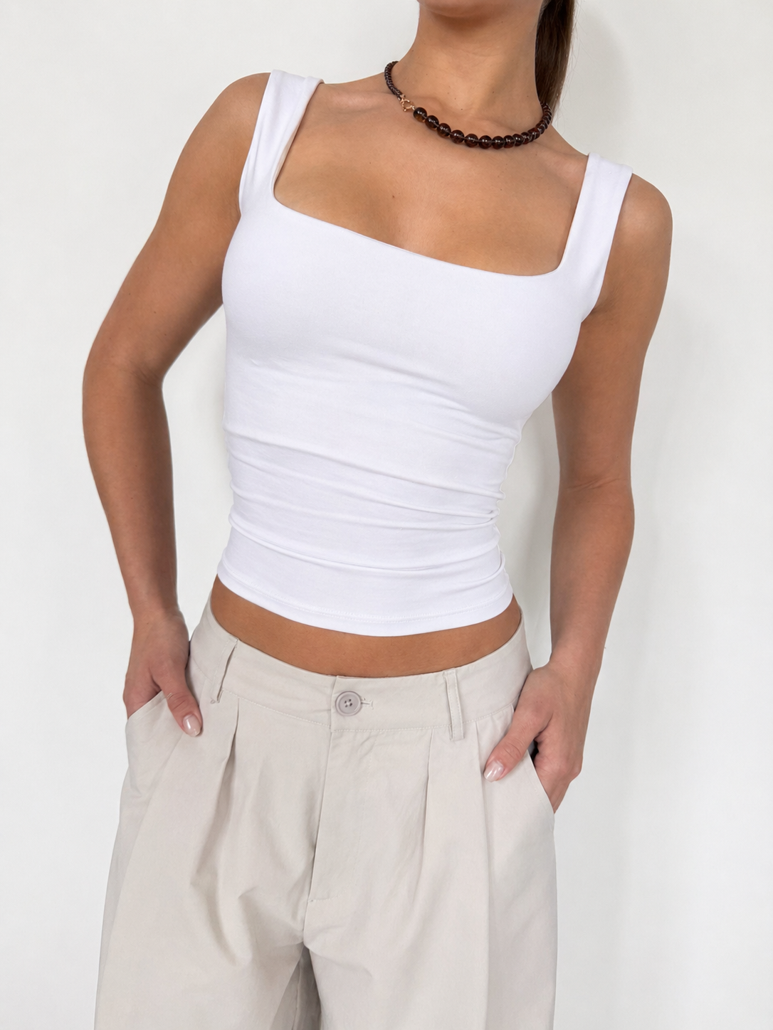 TOP EGIPCIO ESCOTE CUADRADO - BLANCO