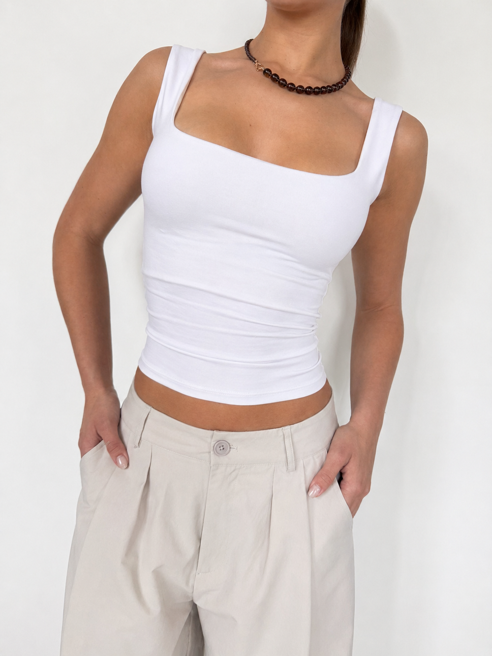 TOP EGIPCIO ESCOTE CUADRADO - BLANCO