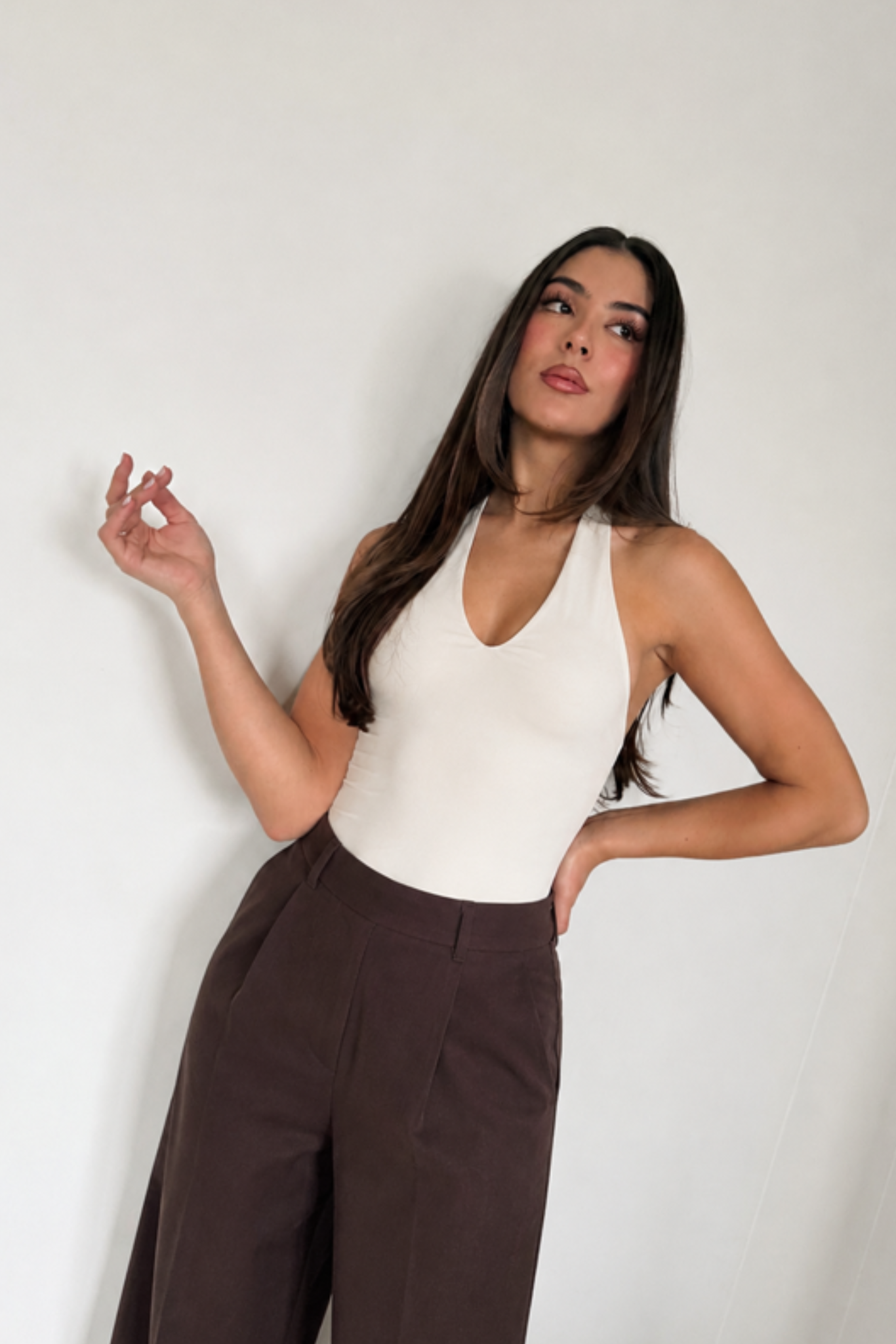 BODY ESCOTE HALTER - MARFIL