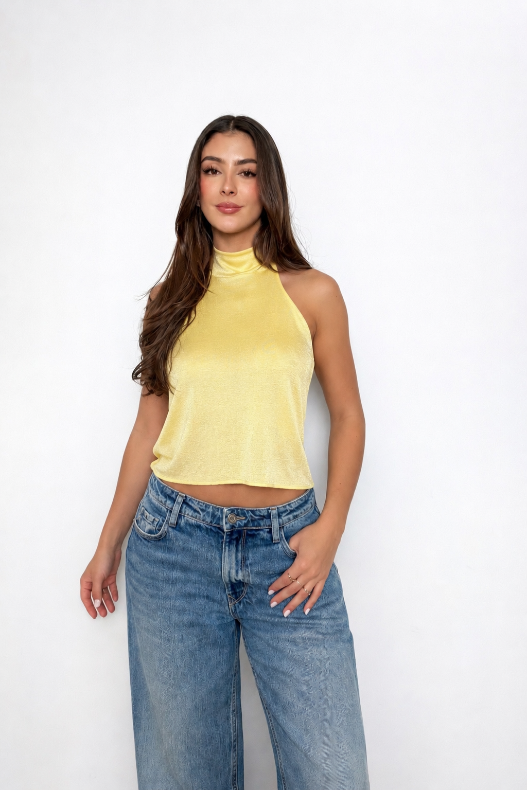 BLUSA HALTER SELENA - AMARILLO