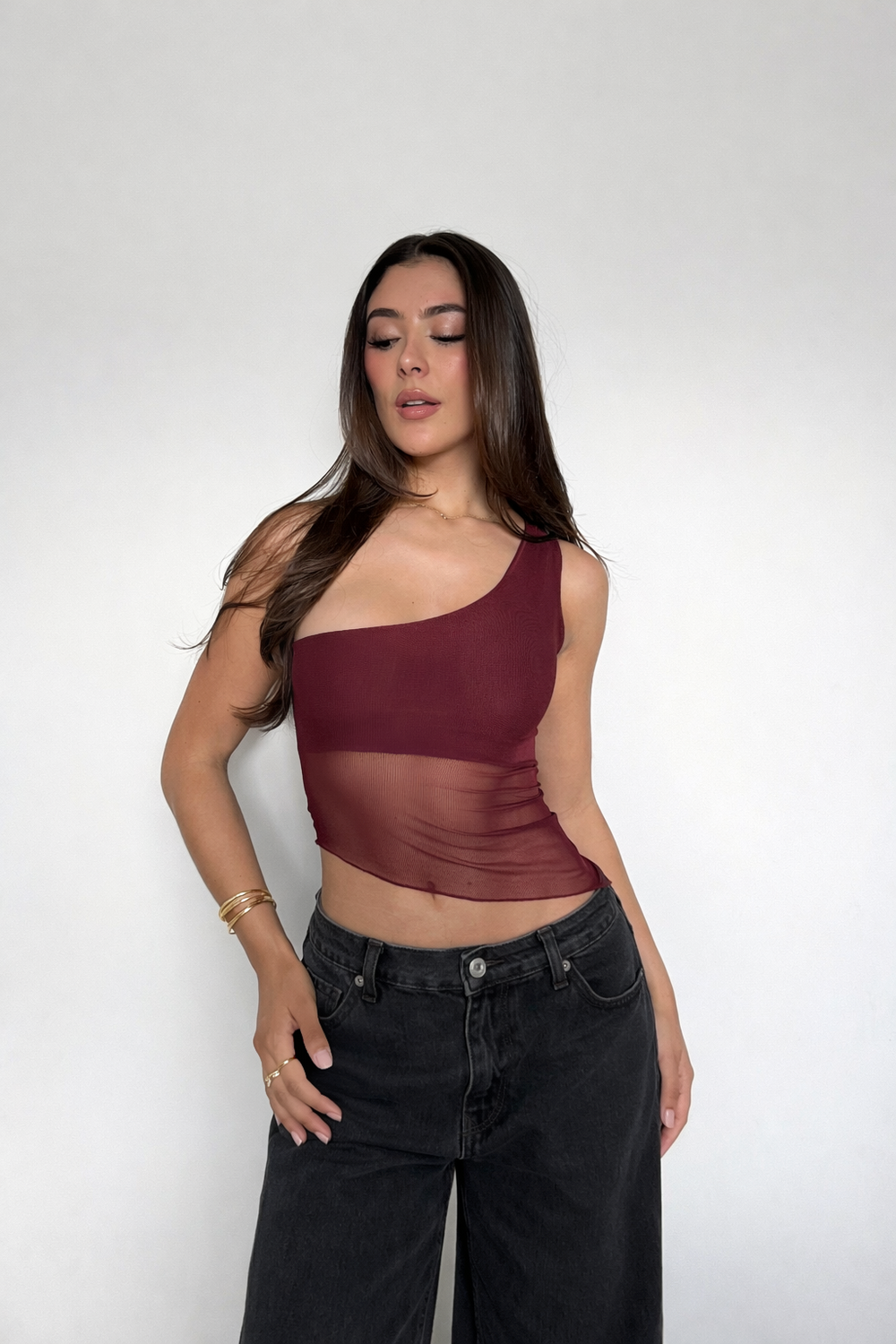 BLUSA MALLATEX ASIMÉTRICA - VINOTINTO