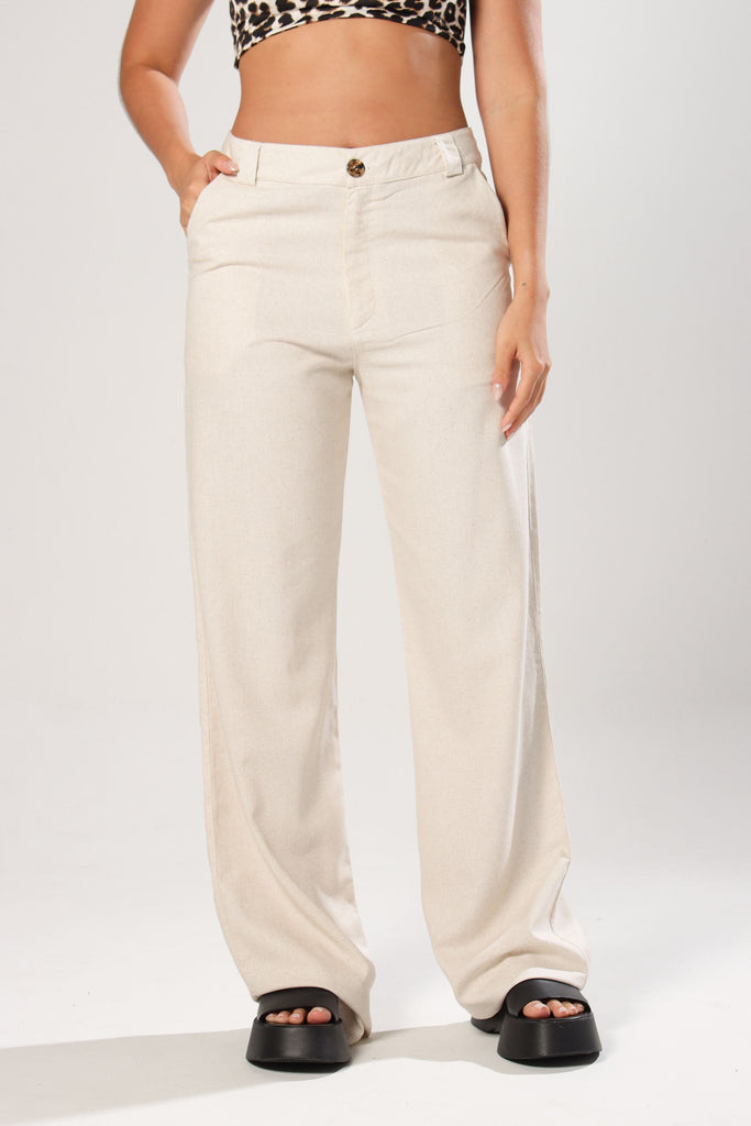 PANTALÓN CLÁSICO LINO - BEIGE