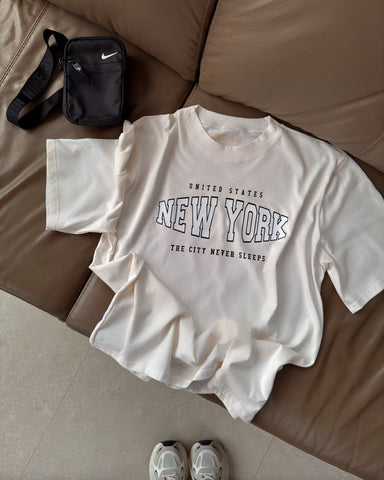 T-SHIRT OVERSIZED LMTR NEW YORK - MARFIL