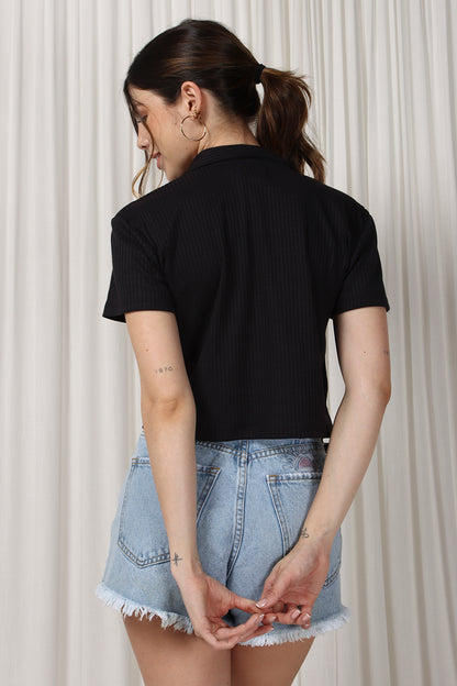 Crop Top Polo Negro