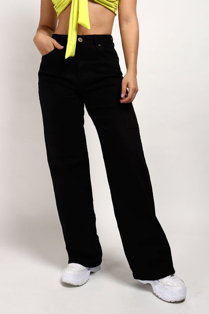 Jean Mom Fit Cargo Negro